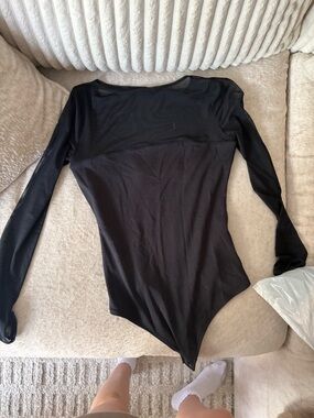 Abercrombie & Fitch Black Sheer Neck Bodysuit